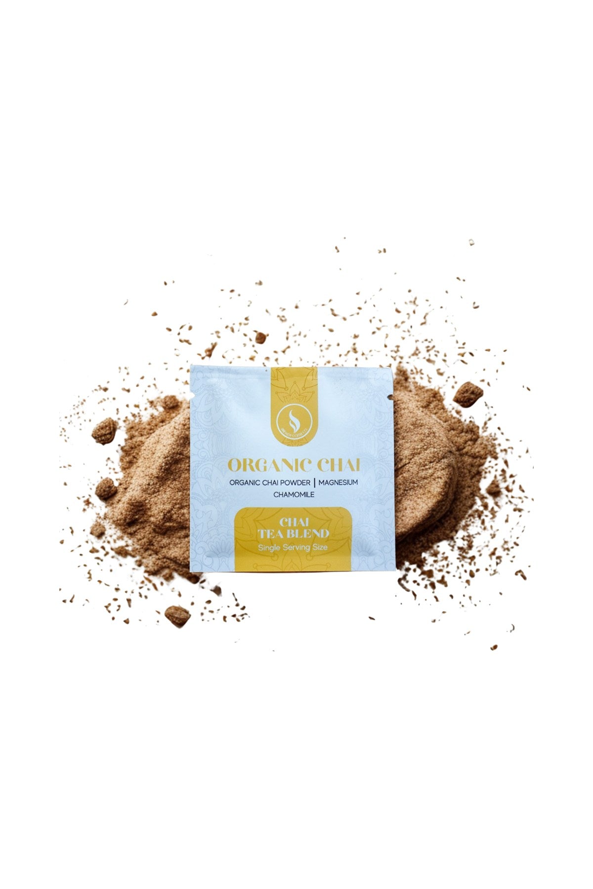 Magnesium Chai, organic chai blend with magnesium, Brewdy Coffee Co, front of pack on white background